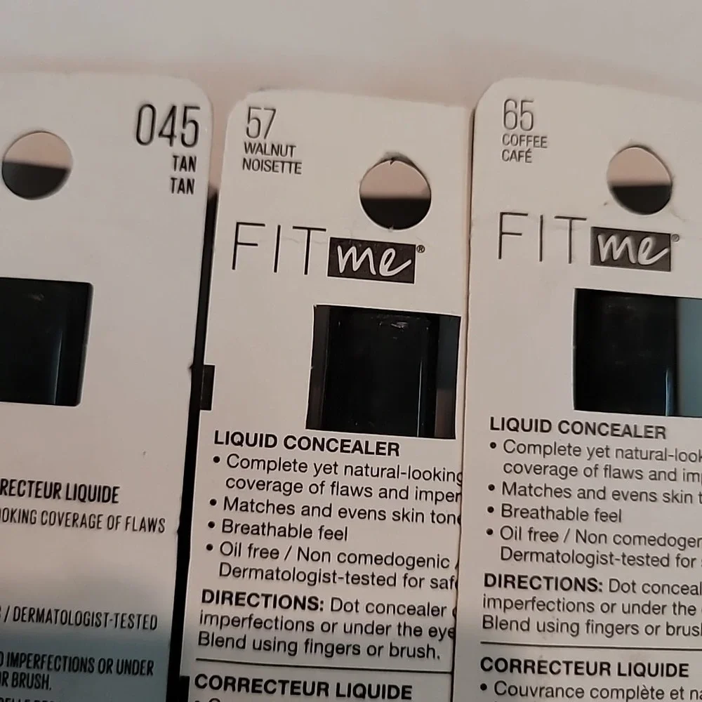 Lot of 3 | Maybelline Fit Me Liquid Concealer 045 57 65 Walnut Coffee Tan Makeup